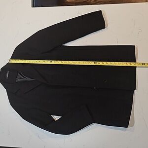 Trench Coat Single Breasted Slim Fit Mens XS Black Wool Blend